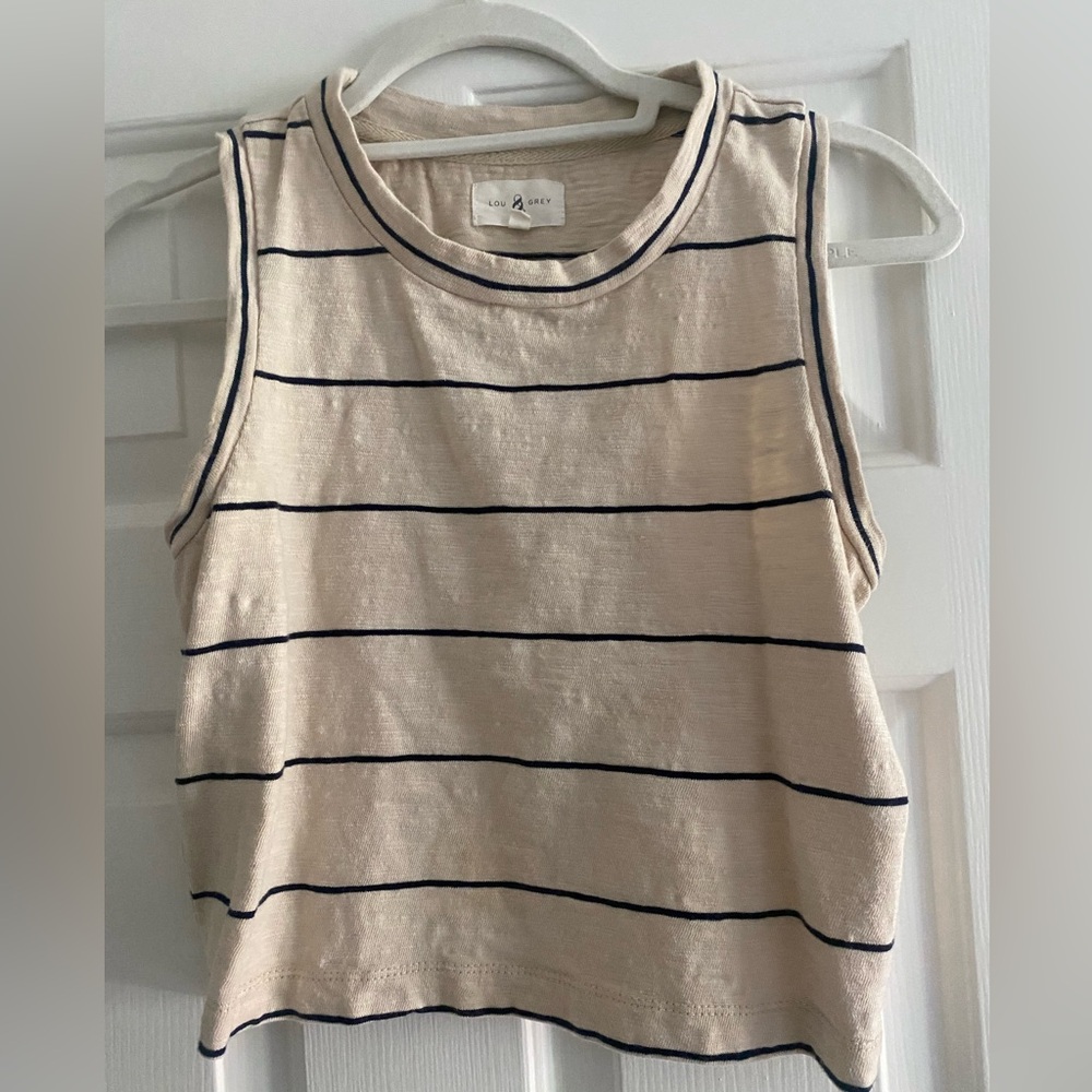 Lou & Grey Tan & Navy Striper Tank Top